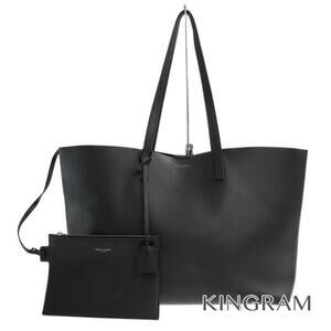 Saint Laurent black leather tote bag shopping pouch